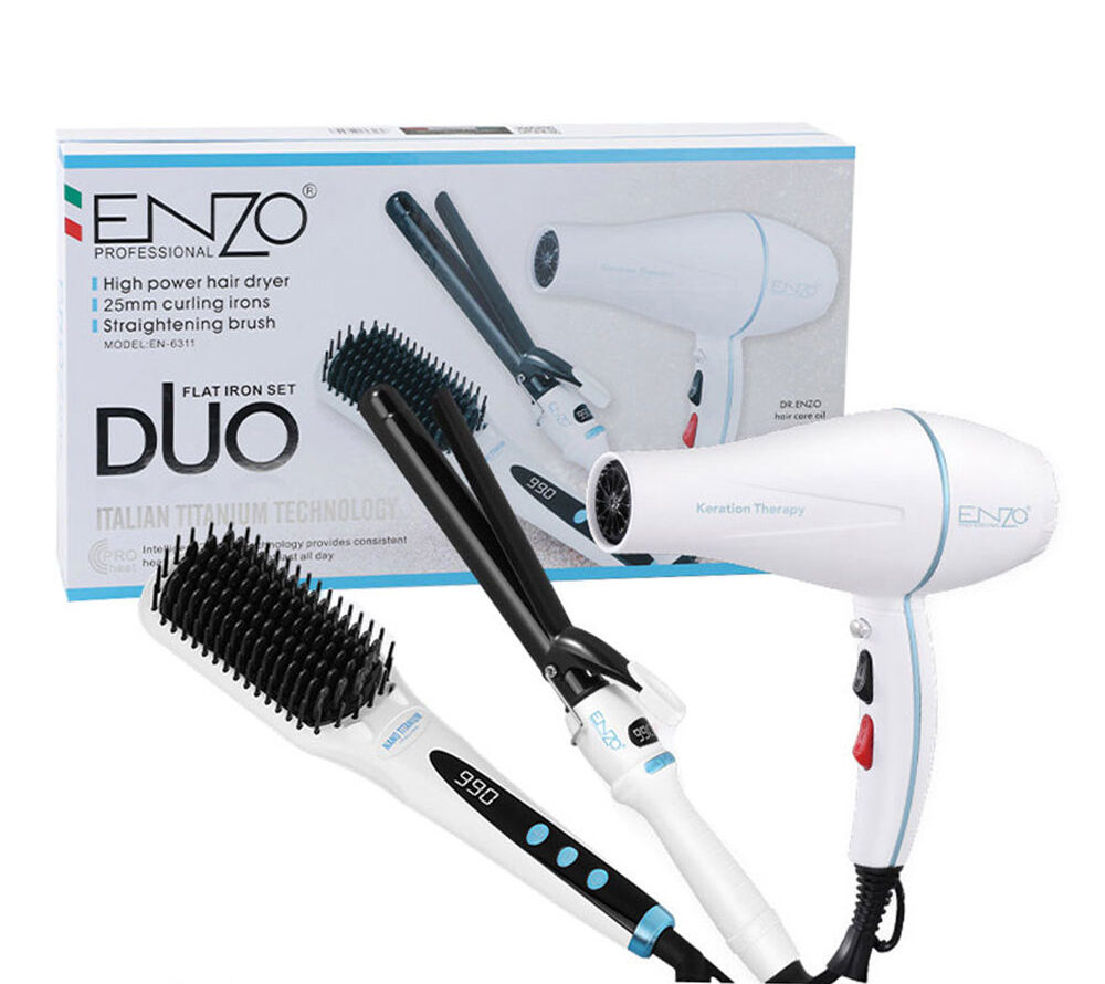 ست سه کاره انزو پروفیشینال مدل ENZO EN-6311سشوار، برس حرارتی و فر کننده مو